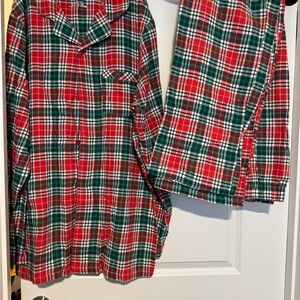 Plaid Men's Pajama Set - Red and Green